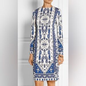 Tory Burch Matte Jersey Dress Malibu Blue Lisbon Size Small